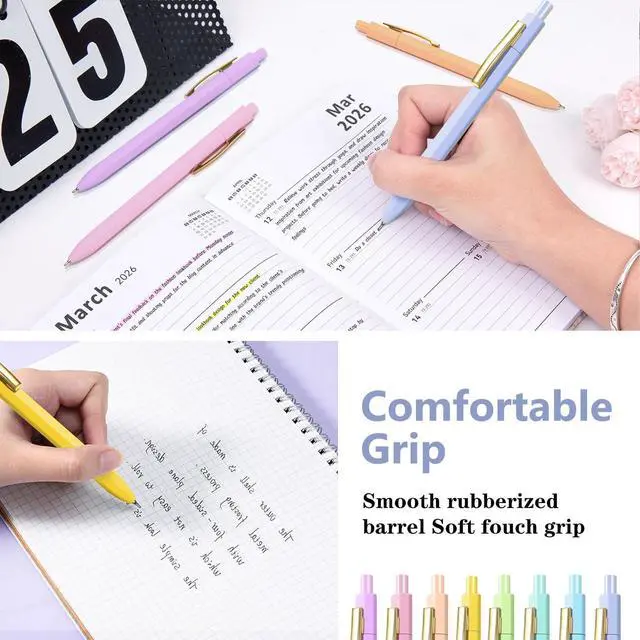Alt view image 3 of 5 - Ballpoint Pens, Black Ink Pens 8 pcs,Smooth Writing Retractable Pen for Teacher Suppliesd, Office Supplies for Womens