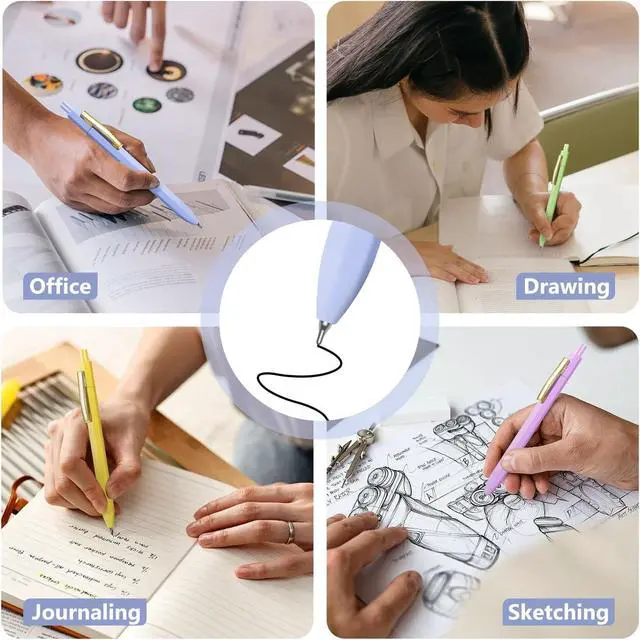 Alt view image 5 of 5 - Ballpoint Pens, Black Ink Pens 8 pcs,Smooth Writing Retractable Pen for Teacher Suppliesd, Office Supplies for Womens