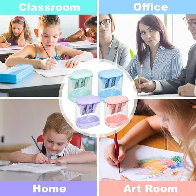 Alt view image 3 of 7 - Manual Pencil Sharpener, 12 Pack, Dual Holes for School Office