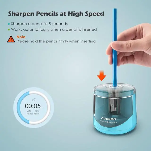 Alt view image 4 of 6 - Electric Pencil Sharpeners, Battery Powered for Colored Pencils, High-Speed Operated Automatic & Manual Pencil Sharpener for Kids, Home School (blue1)