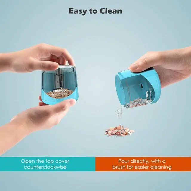 Alt view image 5 of 6 - Electric Pencil Sharpeners, Battery Powered for Colored Pencils, High-Speed Operated Automatic & Manual Pencil Sharpener for Kids, Home School (blue1)
