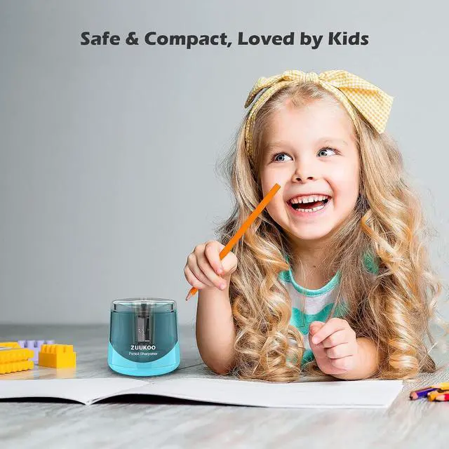 Alt view image 6 of 6 - Electric Pencil Sharpeners, Battery Powered for Colored Pencils, High-Speed Operated Automatic & Manual Pencil Sharpener for Kids, Home School (blue1)