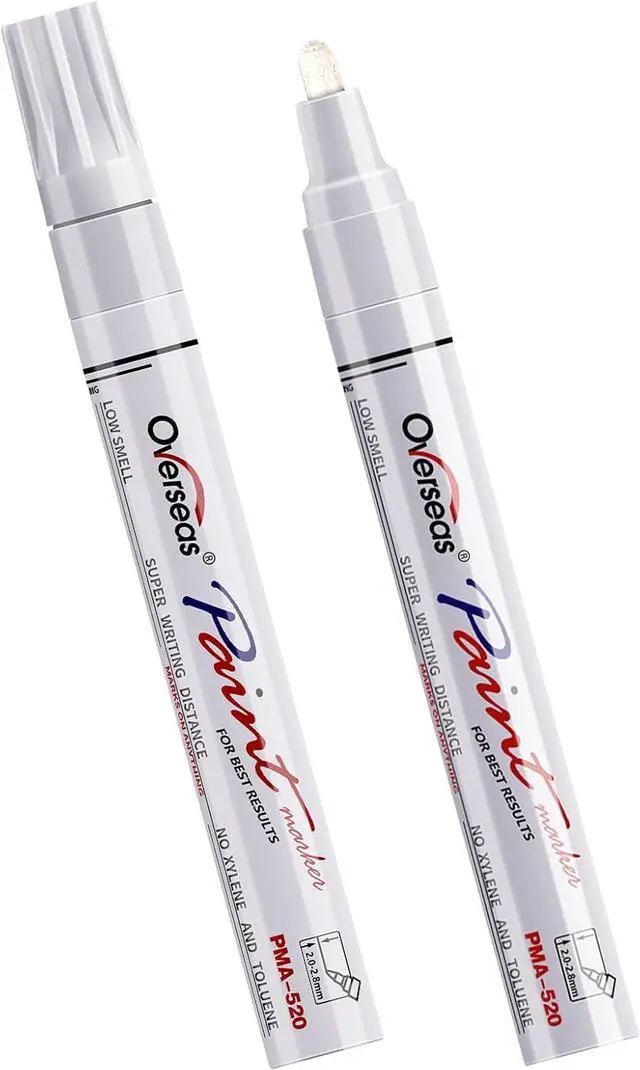 Main image of Overseas White Paint Pens Permanent Markers, 2 Oil Based Paint Makrers
