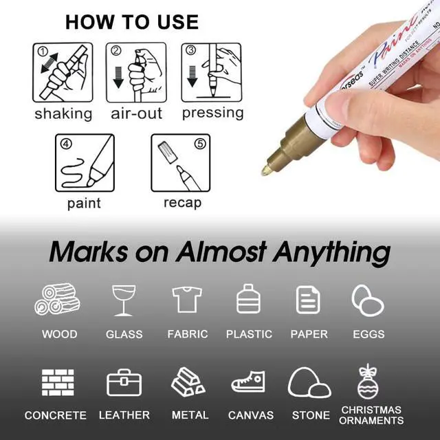 Alt view image 5 of 7 - Overseas White Paint Pens Permanent Markers, 2 Oil Based Paint Makrers