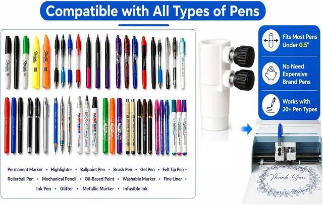 Alt view image 3 of 6 - Universal Pen Adapter for Maker 4, Maker 3, Maker and Explore 4, Explore 3, Explore Air 2, Explore Air Use Most Pen & Marker Under 0.5"