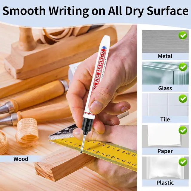 Alt view image 5 of 7 - 15 Pcs Long Nib Marker Pens with 20 mm Long Head Nose Tip, Black