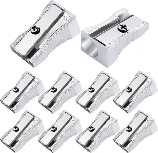 Main image of cobee 10 Pcs Pencil Sharpener, Handheld Metal Pencil Sharpener, Mini Kids Pencil Sharpening, Sharpen Pencils for Adults and Kids Schools Offices Art (Sliver One Holes)