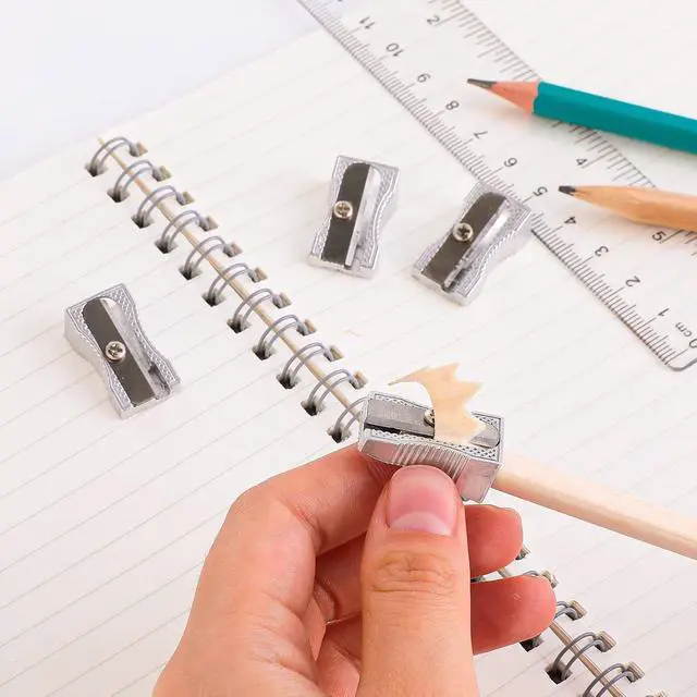 Alt view image 3 of 7 - cobee 10 Pcs Pencil Sharpener, Handheld Metal Pencil Sharpener, Mini Kids Pencil Sharpening, Sharpen Pencils for Adults and Kids Schools Offices Art (Sliver One Holes)
