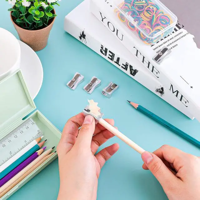 Alt view image 6 of 7 - cobee 10 Pcs Pencil Sharpener, Handheld Metal Pencil Sharpener, Mini Kids Pencil Sharpening, Sharpen Pencils for Adults and Kids Schools Offices Art (Sliver One Holes)