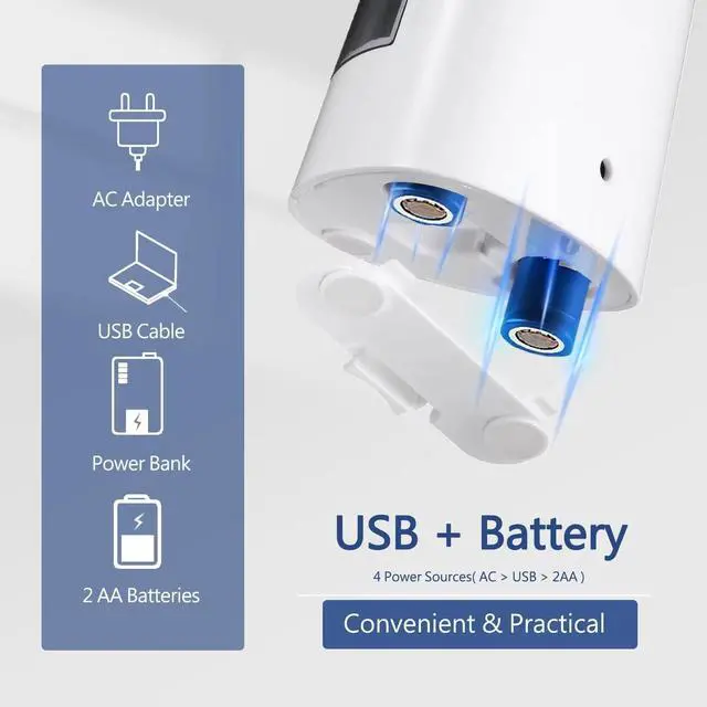 Alt view image 6 of 7 - Electric Pencil Sharpener, Battery (Not Included) USB Powered, Portable for NO.2 Pencils, Automatic and Durable with 3 Sharpness Options - Classroom, Home, Office White
