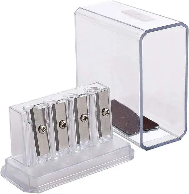 Main image of 1Pcs Transparent 4 Holes Charcoal Pencil Sharpener,Long Point Carpenter Pencil Sharpener Plastic Artist Pencil Sharpener Pencil Sharpeners for Sketching