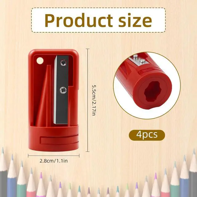 Alt view image 2 of 6 - Carpenter Pencil Sharpener 4 Pack Manual Portable Woodworking Pencil Sharpeners Cutter Shaver Narrow Sharpening Tool for Woodworking Tool