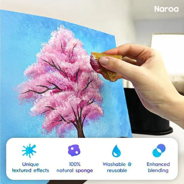 Alt view image 2 of 7 - NAROA Artist Natural Sea Sponges for Painting 8 Pack | Unbleached Unique Art Tool Set | Suitable for Acrylic Watercolor, Marbling, Texturing, Pottery, Ceramics