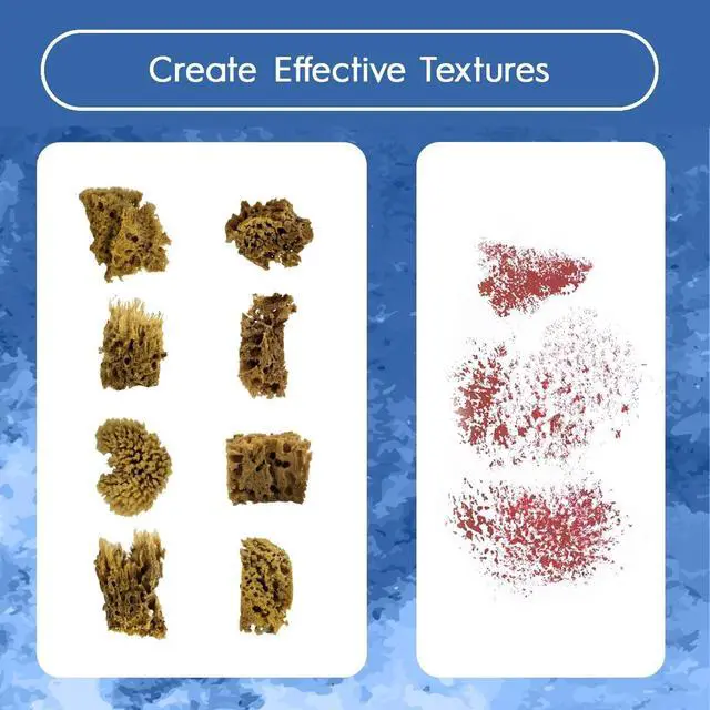 Alt view image 4 of 7 - NAROA Artist Natural Sea Sponges for Painting 8 Pack | Unbleached Unique Art Tool Set | Suitable for Acrylic Watercolor, Marbling, Texturing, Pottery, Ceramics