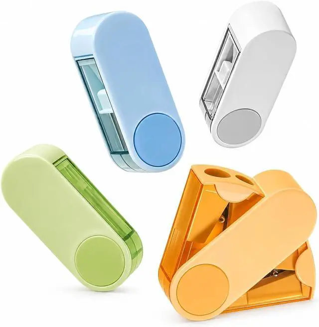 Main image of Dual-Hole Pencil Sharpener 4 Pack with Rotary System & Container, Manual Sharpeners Ideal for School, Home, Office & Art, 4 Pack, 4 Colours
