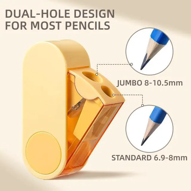 Alt view image 2 of 6 - Dual-Hole Pencil Sharpener 4 Pack with Rotary System & Container, Manual Sharpeners Ideal for School, Home, Office & Art, 4 Pack, 4 Colours