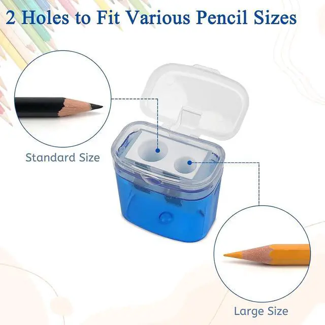 Alt view image 4 of 6 - ZUFECY 6 Pack Dual Hole Pencil Sharpener with Debris Chamber, Child-Safe Manual Sharpener for School Office Home Art Supplies (Anti-Slip Design)