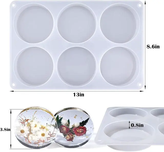 Alt view image 2 of 6 - Actvty Round Coaster Resin Molds, 6 Cavity Coaster Silicone Molds for Epoxy Resin, Deep Coaster Molds for Flower Bouquet Preservation, DIY Custom Coasters, Resin Craft