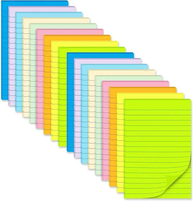 Main image of (18 Pack) Lined Sticky Notes 4x6 in, Large Notepads with Lines, 378 Sheets