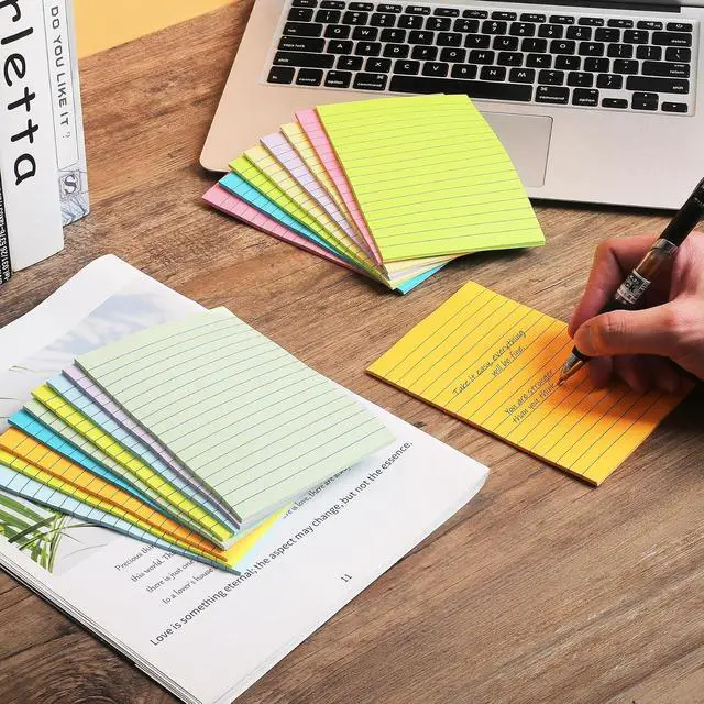 Alt view image 6 of 6 - (18 Pack) Lined Sticky Notes 4x6 in, Large Notepads with Lines, 378 Sheets