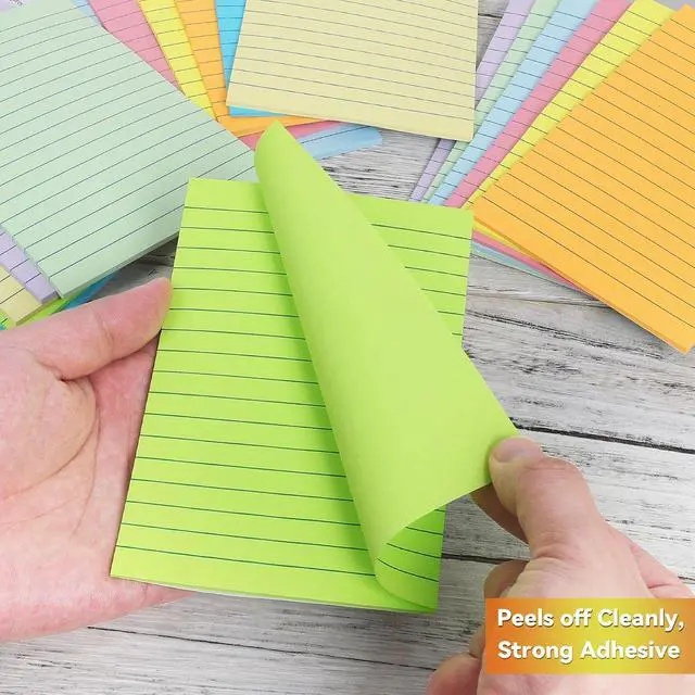 Alt view image 4 of 6 - (18 Pack) Lined Sticky Notes 4x6 in, Large Notepads with Lines, 378 Sheets