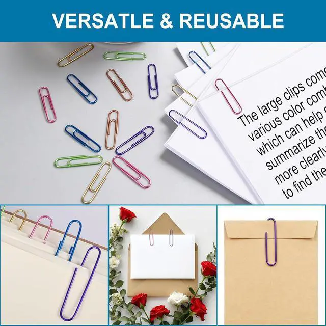 Alt view image 3 of 7 - Ufmarine Large Paper Clips, Jumbo Paper Clips, 240 Pcs Colored Paperclips 2 inch for Office Supplies
