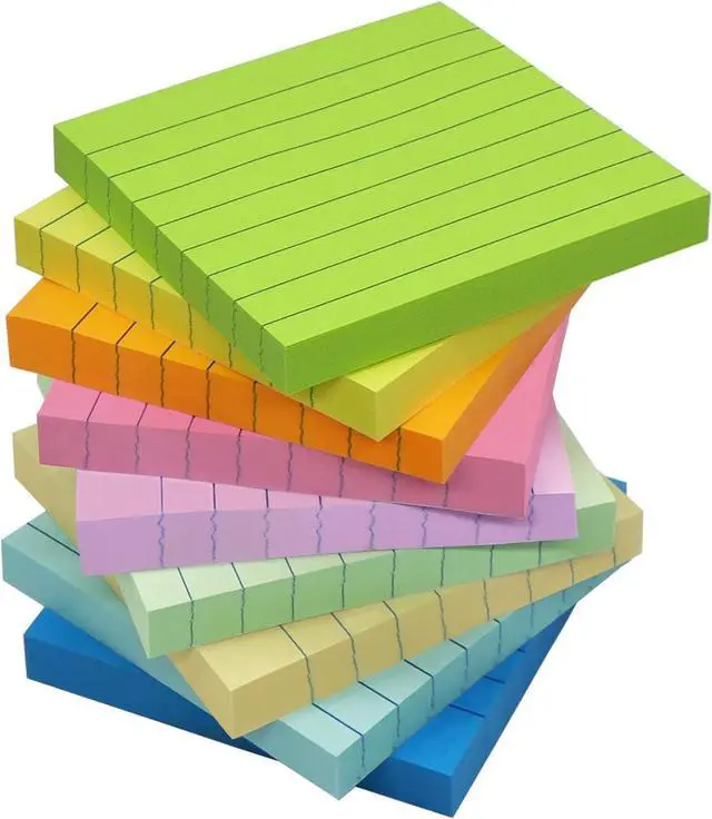 Main image of HQCME 9 Pack Lined Sticky Notes 3x3 in, Self-Stick Note Pads, 82 Sheets/Pad