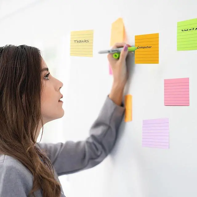 Alt view image 5 of 6 - HQCME 9 Pack Lined Sticky Notes 3x3 in, Self-Stick Note Pads, 82 Sheets/Pad