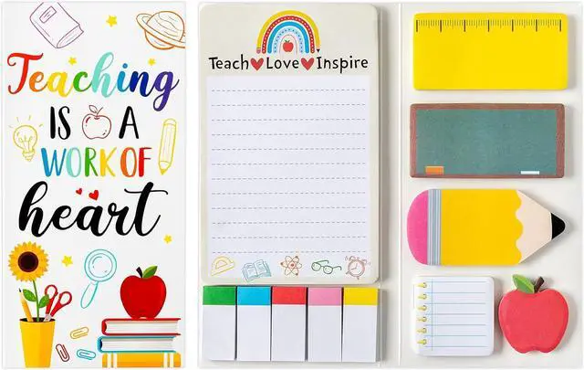 Main image of Xqumoi Teaching is A Work of Heart Sticky Notes Set Back to School Supplies