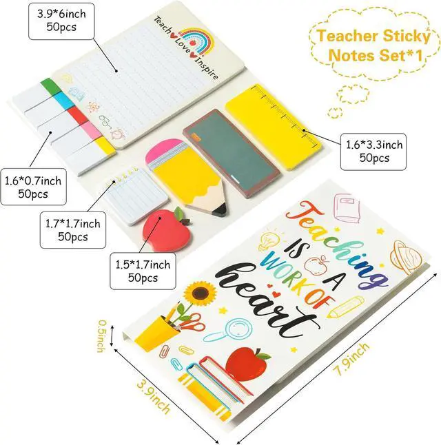 Alt view image 2 of 6 - Xqumoi Teaching is A Work of Heart Sticky Notes Set Back to School Supplies
