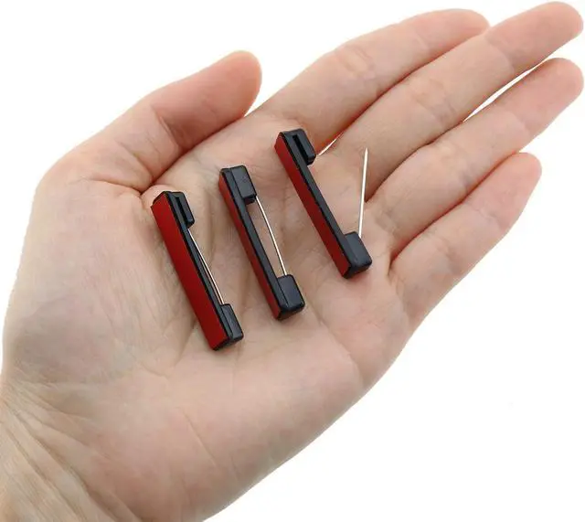 Alt view image 5 of 5 - Self-Adhesive Bar Safety Pins E-outstanding 50pcs Black Safety Pin with Adhesive Brooch Back for ID Badges, Ribbons,Nametags and Crafting, Adhesive Badge Crafting Pins