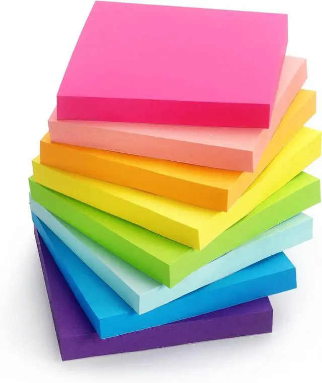 Main image of Sticky Notes 3x3 in, Bright Colors Self-Stick Pads, 8 Pads, 85 Sheets/Pad