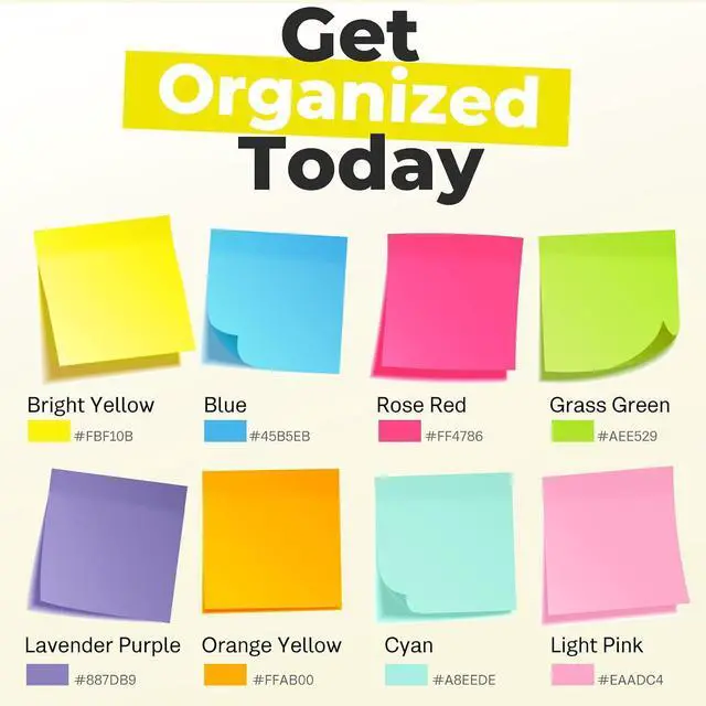 Alt view image 3 of 7 - Sticky Notes 3x3 Inches, Bright Colors Self-Stick Pads, Easy to Post for Home, Office, Notebook,100 Sheets/pad (8 Pads)