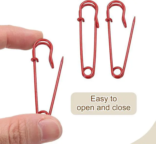 Alt view image 4 of 6 - HARFINGTON 20pcs Safety Pins 2 Inch (50mm) Baked Paint Steel Large Safety Pin Heavy Duty Sewing Safety Pins Bulk for Clothes Sewing Arts DIY Crafts, Red