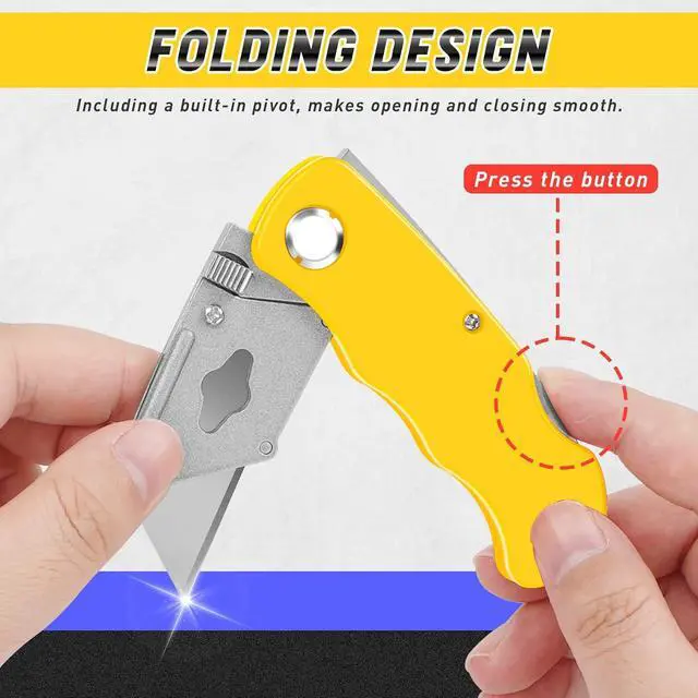 Alt view image 3 of 6 - JETMORE 4 Pack Folding Utility Knife, Box Cutter with 10 Blade, Razor Knife