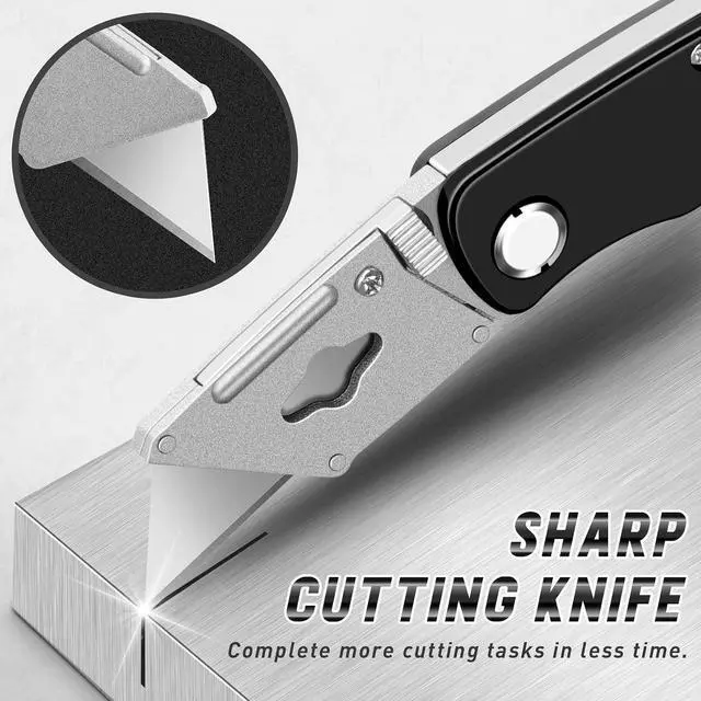 Alt view image 4 of 6 - JETMORE 4 Pack Folding Utility Knife, Box Cutter with 10 Blade, Razor Knife