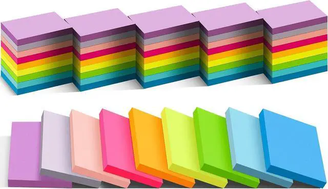 Main image of (54 Pads) 9 Bright Colors Sticky Notes 1.5x2in, Suitable for School, Office