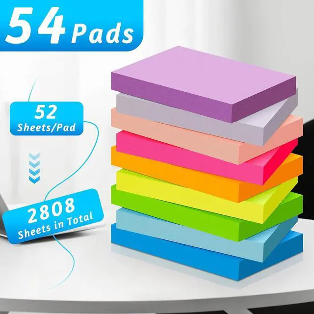 Alt view image 3 of 7 - (54 Pads) 9 Bright Colors Sticky Notes 1.5x2in, Suitable for School, Office