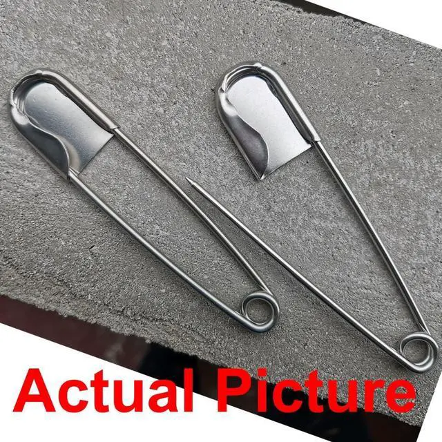Alt view image 3 of 3 - 5 PCS of 5 Inch Heavy Duty Jumbo Stainless Steel Safety Pins Silver Color Safety Pins for Laundry, Blanket, Key Rings, Outdoor