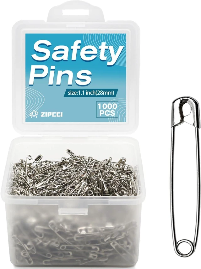 Main image of ZIPCCI 1000 Pcs 1.1 inch Nickel Plated Mini Safety Pins