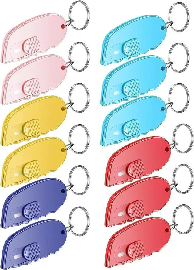 Main image of Minatee 12 Pack Mini Keychain Box Cutter Portable Pocket,Classical Color