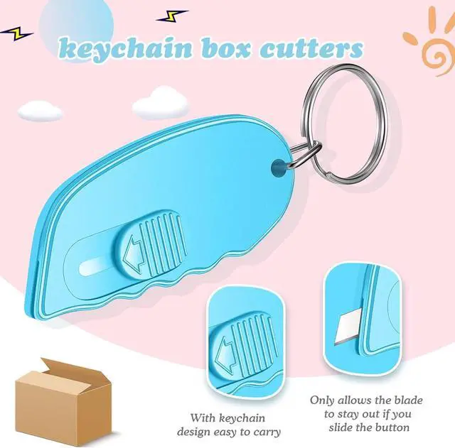 Alt view image 2 of 6 - Minatee 12 Pack Mini Keychain Box Cutter Portable Pocket,Classical Color