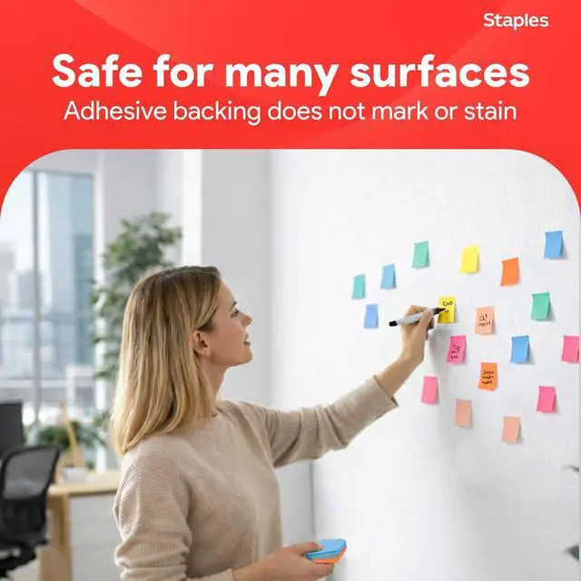 Alt view image 3 of 6 - Staples Sticky Notes, 1.375x1.875 Inch, Assorted Colors, 2400 Sht