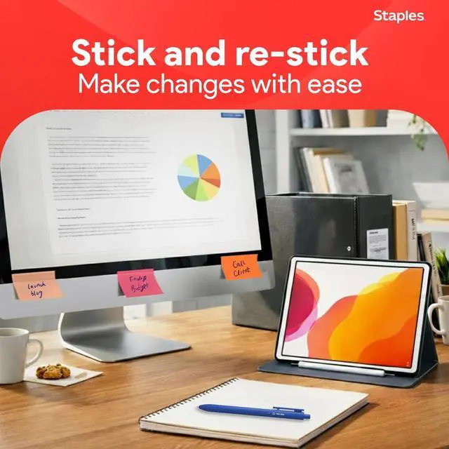 Alt view image 4 of 6 - Staples Sticky Notes, 1.375x1.875 Inch, Assorted Colors, 2400 Sht