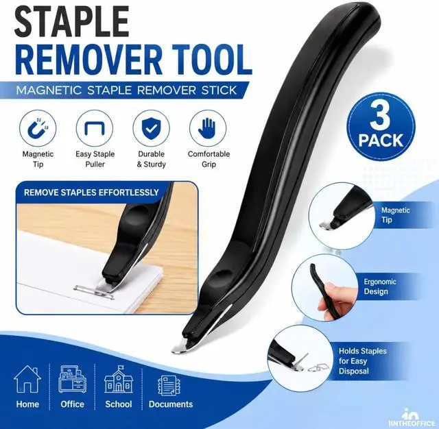 Alt view image 8 of 13 - 1InTheOffice Staple Remover Tool, Magnetic Staple Remover Stick, Easy Staple Puller Stick, "3 Pack "