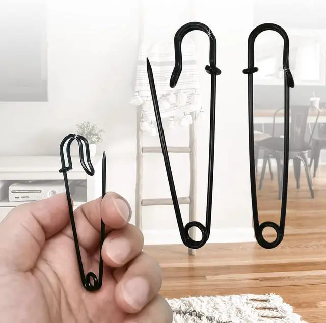 Alt view image 3 of 6 - Safety Pins (Upgraded), 3" Large Safety Pin Pack of 30 for Clothes Leather Canvas Blankets Crafts Skirts Kilts, Extra Large Heavy Duty Safety Pins (Black)