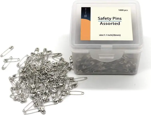 Alt view image 4 of 7 - Safety Pins, 1000 Pieces - 1.1 Inch Safety Pins Clothing Clips Tool 28mm Decorative Assorted, Metal Sewing Accessories Kit