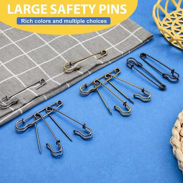 Alt view image 6 of 7 - Large Safety Pins, 15 Pack Heavy Duty Safety Pins 3 Inch Black