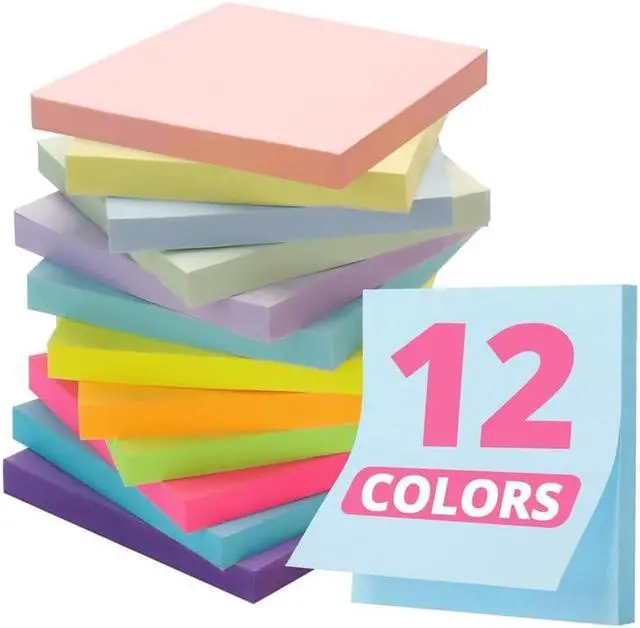 Alt view image 2 of 7 - Sticky Notes, 12 Pads, 3x3 inches, Soft Pastel Self-Stick Note Pads, Perfect for Office, Study, and Daily Life Organization - Soft Pastel
