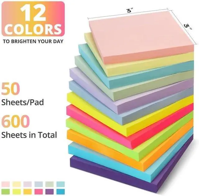 Alt view image 3 of 7 - Sticky Notes, 12 Pads, 3x3 inches, Soft Pastel Self-Stick Note Pads, Perfect for Office, Study, and Daily Life Organization - Soft Pastel